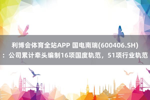 利博会体育全站APP 国电南瑞(600406.SH)：公司累计牵头编制16项国度轨范，51项行业轨范