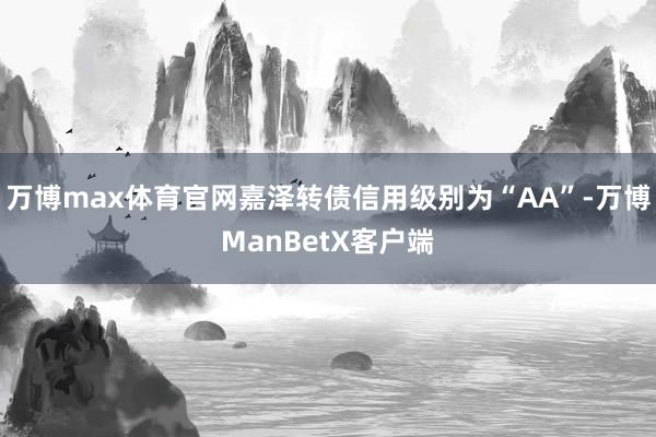 万博max体育官网嘉泽转债信用级别为“AA”-万博ManBetX客户端