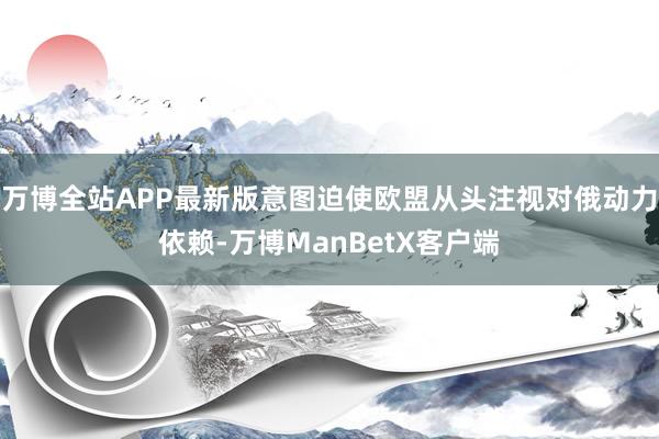 万博全站APP最新版意图迫使欧盟从头注视对俄动力依赖-万博ManBetX客户端