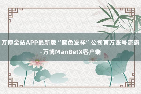 万博全站APP最新版“蓝色发祥”公司官方账号流露-万博ManBetX客户端